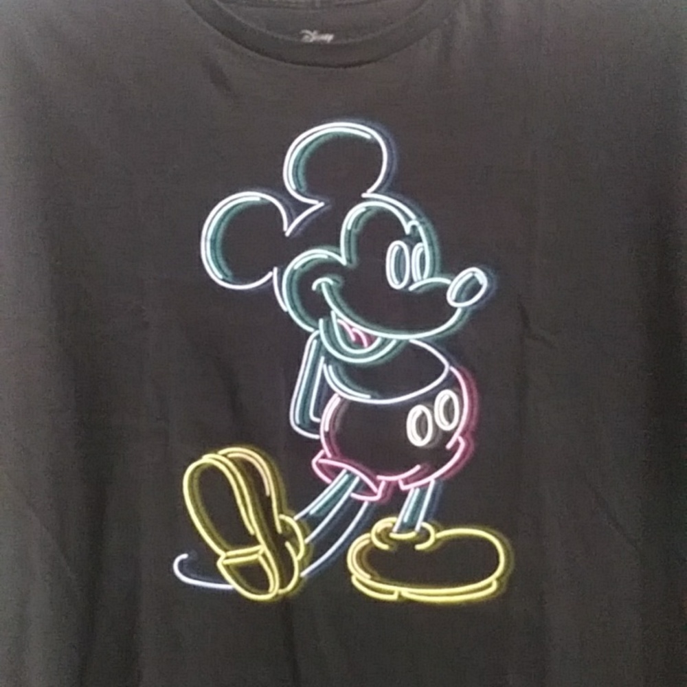 Disney Mickey Mouse Black & Neon Men's Graphic T-Shirt *GUC* - Picture 3 of 5
